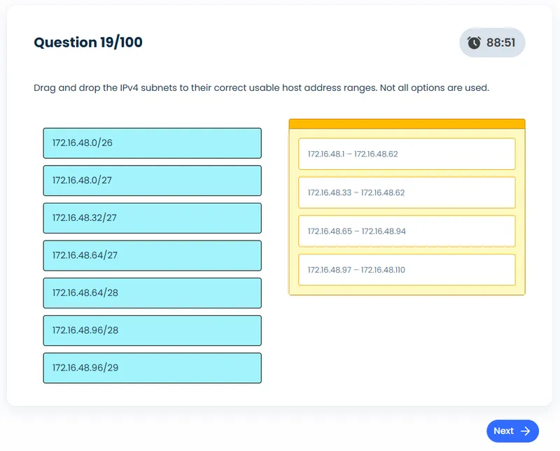 Practice exam screenshot